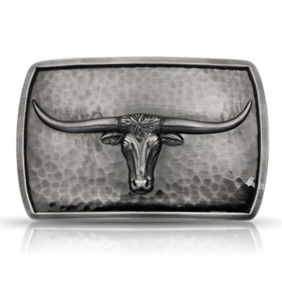 Montana Silversmiths River Rock Cascade Longhorn Belt Buckle, 40010NBB-767H