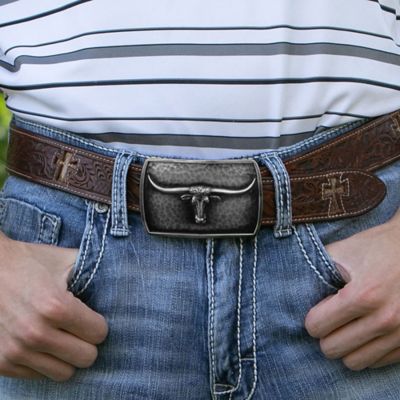Image showing  Men's River Rock Cascade Longhorn Belt Buckle