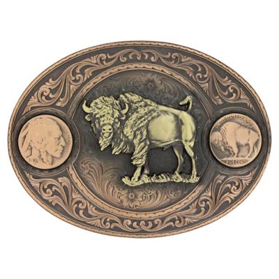 Montana Silversmiths Miner's Buffalo Indian Head Nickel Belt Buckle, 4050BLB-941L