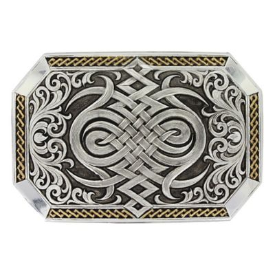 Montana Silversmiths Antiqued 2-Tone Western Celtic Knot Belt Buckle, 33210RTG