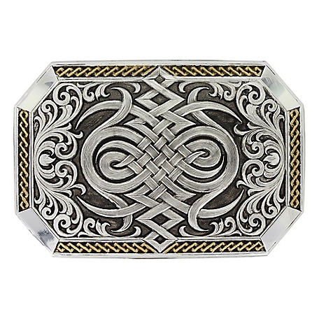 Montana Silversmiths Antiqued 2-Tone Western Celtic Knot Belt Buckle, 33210RTG