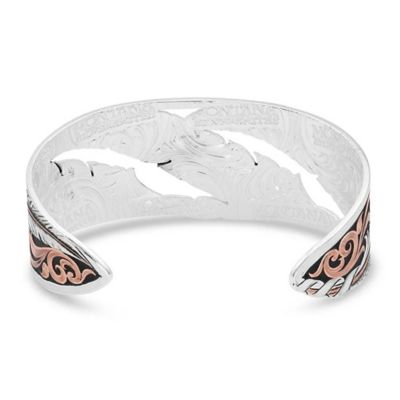 Image showing  Women's Wind Dancer Pierced Feather Cuff Bracelet, Silver
