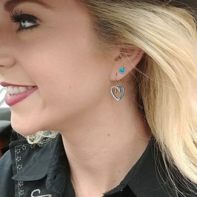 Image showing  Follow Your Arrow Opal Heart Earrings