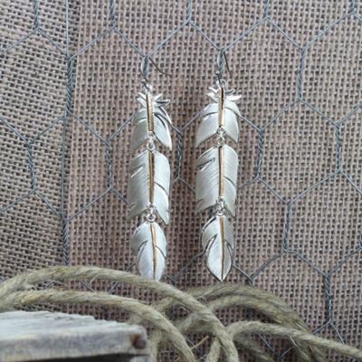 Image showing  Plume Feather Hook Earrings, Rose Gold