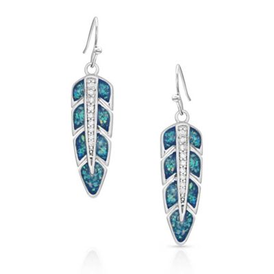 Montana Silversmiths Hawk Feather Opal Earrings, ER4165