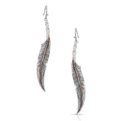 Montana Silversmiths Wind Dancer Wrapped Feather Earrings, ER4222RG