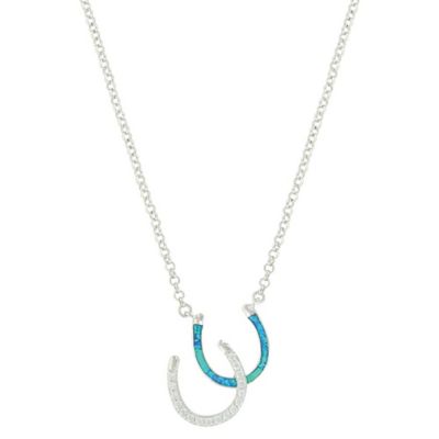 Montana Silversmiths River Lights Double Horseshoe Opal Necklace, NC3977