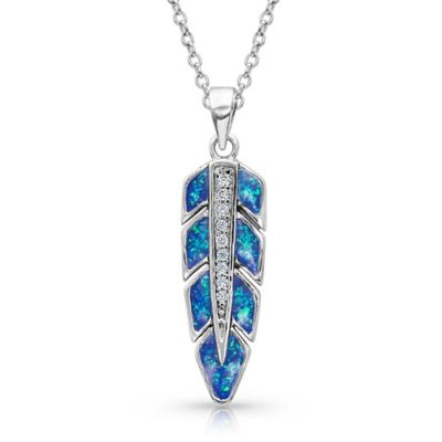 Montana Silversmiths Hawk Feather Opal Necklace, NC4165