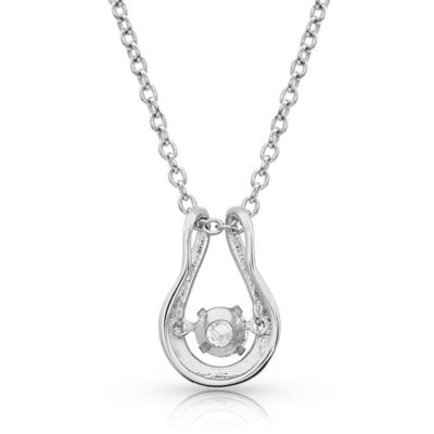 Image showing  Dancing Glassed Pendant Necklace, Rhodium/Brass