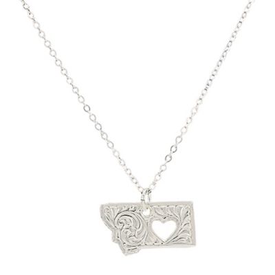 Montana Silversmiths I Heart Montana State Charm Necklace, NC2370MT