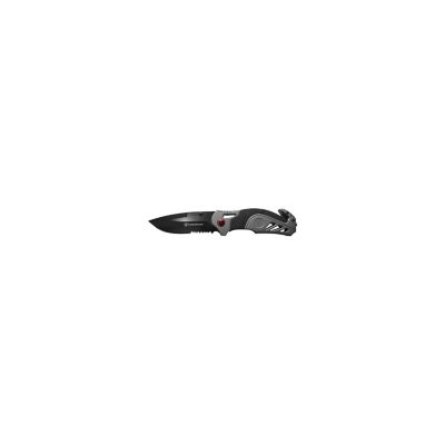 Smith & Wesson 3.25 in. Spring-Assisted Rescue Drop-Point Serrated Folding Knife, Black Oxide, 7.75 in. Overall Length