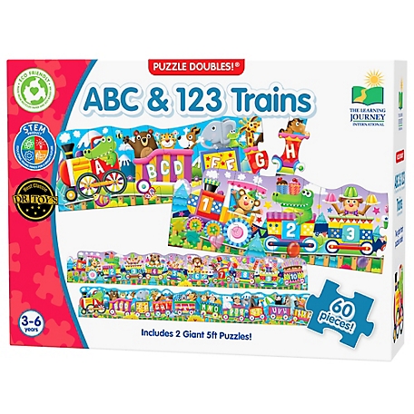 The Learning Journey Puzzle Doubles - Giant ABC & 123 Train Floor Puzzles