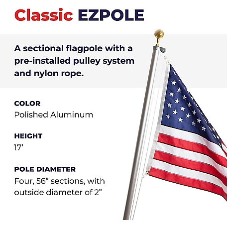 EZ-Pole EZC17 17 ft. Classic Sectional Flagpole Kit with Rope