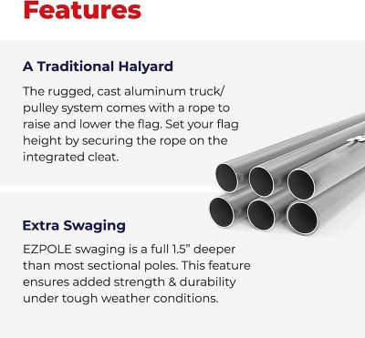 Image showing  17 ft. Sectional Flagpole Kit with Rope