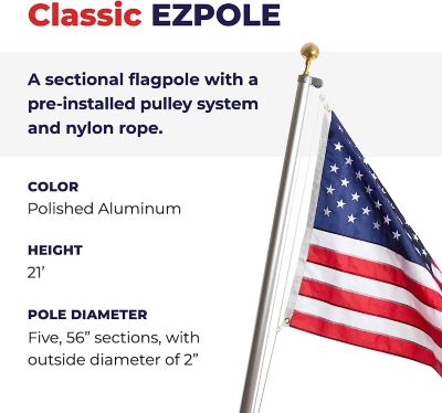 Image showing  21 ft. Sectional Flagpole Kit with Rope