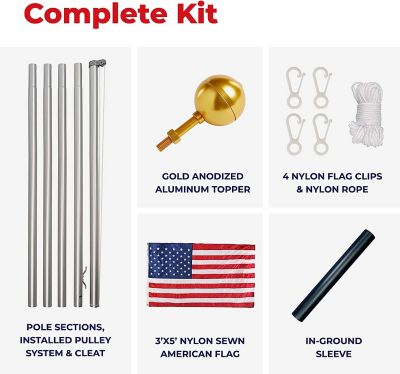 Image showing  21 ft. Sectional Flagpole Kit with Rope