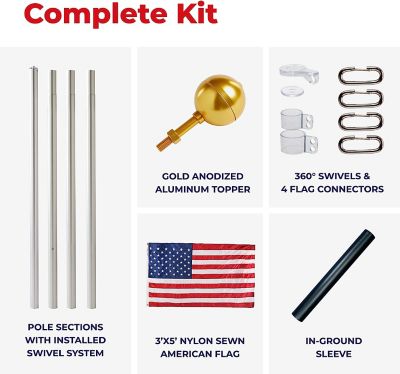 Image showing  17 ft. Swivel Sectional Flagpole Kit