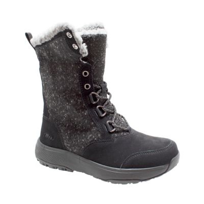 Tecs Women's Water-Resistant Tweed Lace-Up Winter Boots with Adjustable Cuff