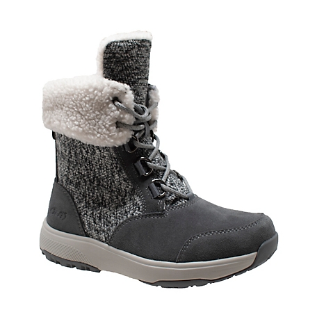 Tecs Women's Water-Resistant Tweed Lace-Up Winter Boots with Adjustable Cuff