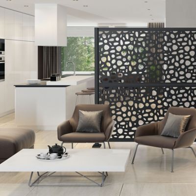 Image showing  3 ft. x 6 ft. Decorative Screen Panel, River Rock Black