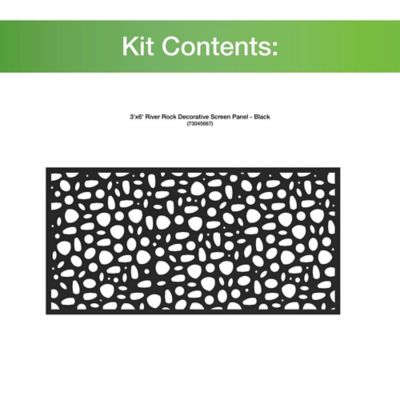 Image showing  3 ft. x 6 ft. Decorative Screen Panel, River Rock Black