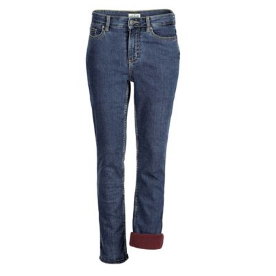 women's flannel lined jeans with elastic waist