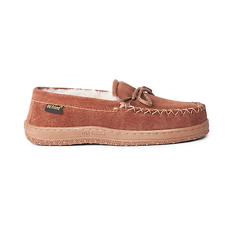Old Friend Footwear Loafer Moccasin Slippers, Chestnut