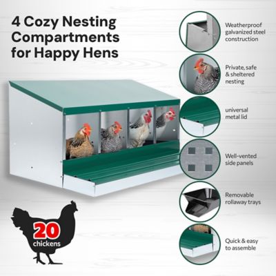 Image showing  Metal Roll-Away 4-Compartment Chicken Nesting Box
