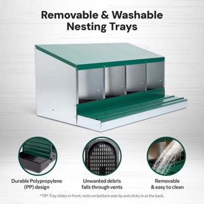 Image showing  Metal Roll-Away 4-Compartment Chicken Nesting Box
