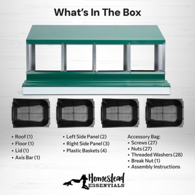 Image showing 7 th Homestead Essentials Metal Roll-Away 4-Compartment Chicken Nesting Box