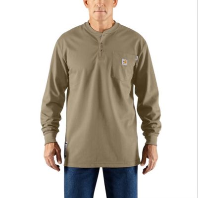 Carhartt Men's Flame-Resistant Force Cotton Long-Sleeve Work Henley Shirt