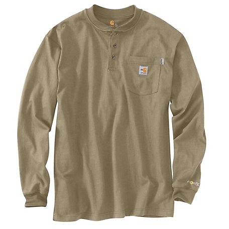 Carhartt Men\'s Tractor Shirt Flame-Resistant Force Long-Sleeve at Supply Cotton Henley