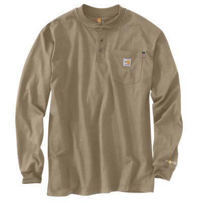 Carhartt Men's Flame-Resistant Force Cotton Long-Sleeve Work Henley Shirt