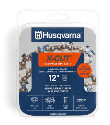 Husqvarna 12 in. X-Cut S93G Chainsaw Chain, 3/8 in. Pitch, 0.050 in. Gauge, 45 Drive Links