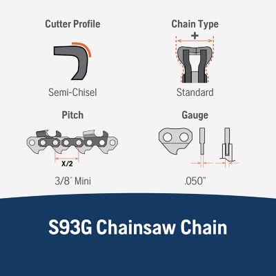 Image showing  12 in. X-Cut S93G Chainsaw Chain, 3/8 in. Pitch, 0.050 in. Gauge, 45 Drive Links