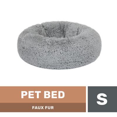 Retriever Round Long Fur Bolster Pet Bed, 23 in.