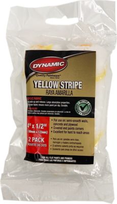 Dynamic 05309 4 in. x 1/2 in. (100mm x 12mm) Nap Yellow Stripe Mini Roller Cover (2pk)