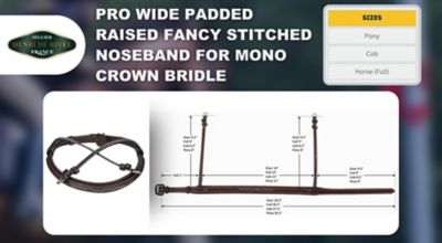 Image showing  Pro Wide Padded Raised Fancy-Stitched Noseband for Mono Crown Bridles