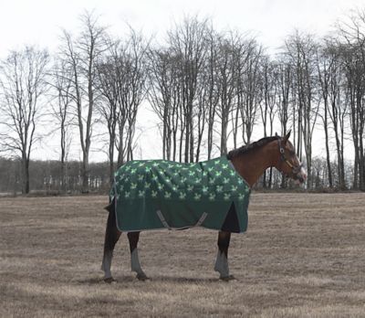 TuffRider 1200D Horse Pattern 2-Tone Horse Turnout Blanket with Standard Neck, 220g