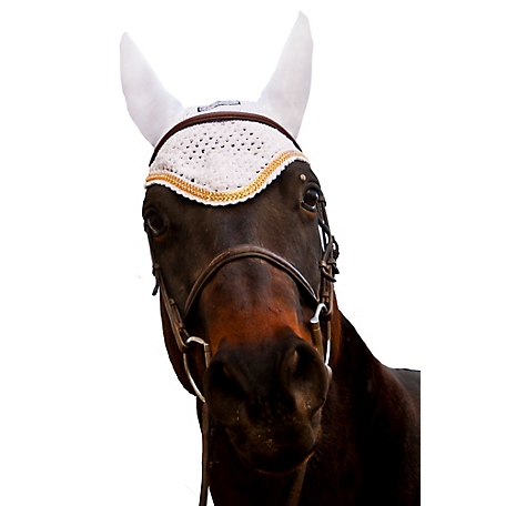 Equine Couture Horse Fly Bonnet with Gold Chain