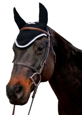 Equine Couture Horse Fly Bonnet with Silver Rope and Crystals