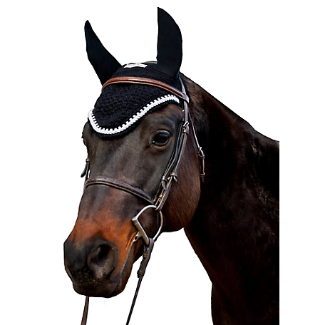 Equine Couture Horse Fly Bonnet with Silver Rope and Crystals