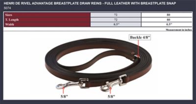 Image showing  Full Leather Advantage Breastplate Draw Reins with Breastplate Snap