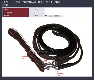 Image showing  Nylon Advantage Rounded Draw Reins with Leather Snap