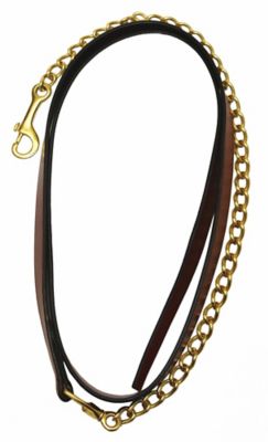 Henri de Rivel Leather Pro Collection Lead with 24 in. Solid Brass Chain, Austrialian Nut