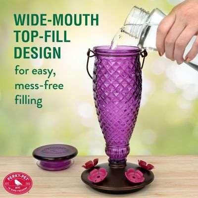 Image showing  Diamond Wine Top-Fill Glass Hummingbird Feeder, 24 oz. Capacity
