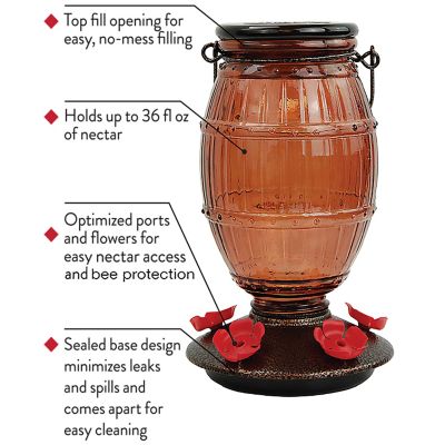 Image showing 7 th Perky-Pet 36 oz. Prohibition Top-Fill Glass Hummingbird Feeder