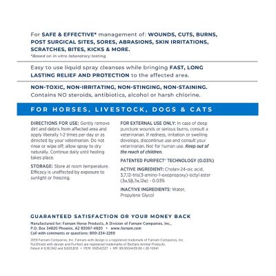 Image showing  Purishield Wound and Skin Care Fast-Acting Spray for Horses, Dogs, Cats and Livestock, 12 oz.