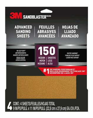 3M 12.12 in. x 9.3 in. 150 Grit SandBlaster No-Slip Grip Advanced Sanding Sheets, 4-Pack