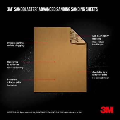 Image showing  12.12 in. x 9.3 in. 150 Grit SandBlaster No-Slip Grip Advanced Sanding Sheets, 4-Pack